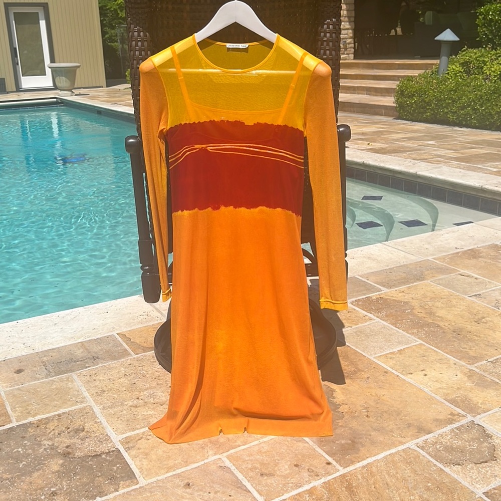 Long sheer dress with matching under slip dress
